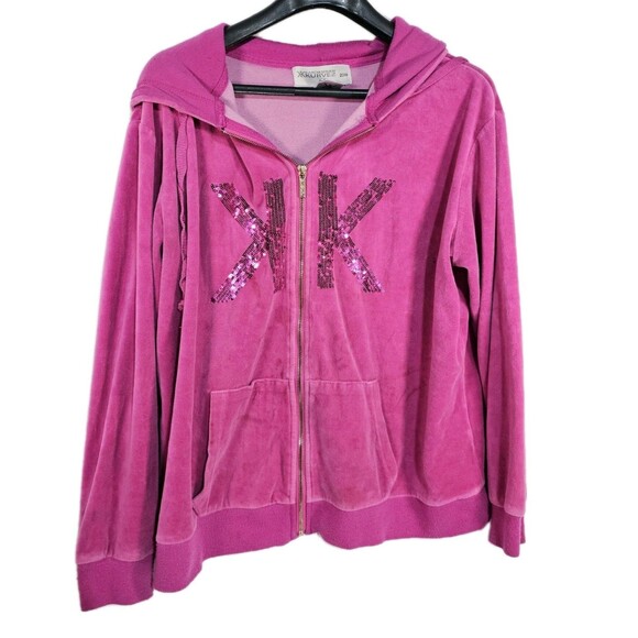 Kardashian Kurves hoodie KK Pink Embellished Zip up 20W - Picture 2 of 4
